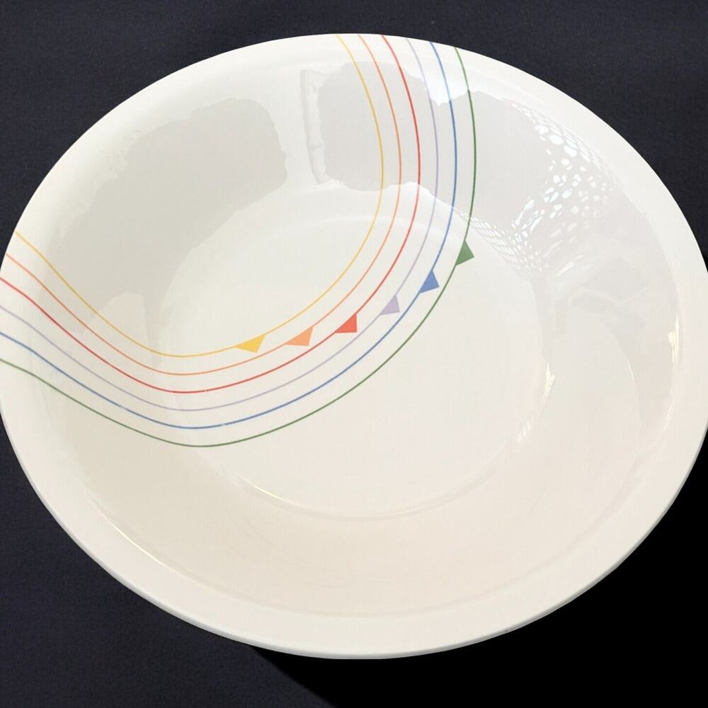 VTG HANKOOK Large 11.5" Serving Bowl  Rainbow stripe  RARE HTF  KOREA